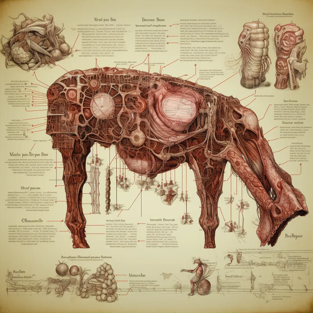 Diagram of beef cuts in Leonardo da Vinci style