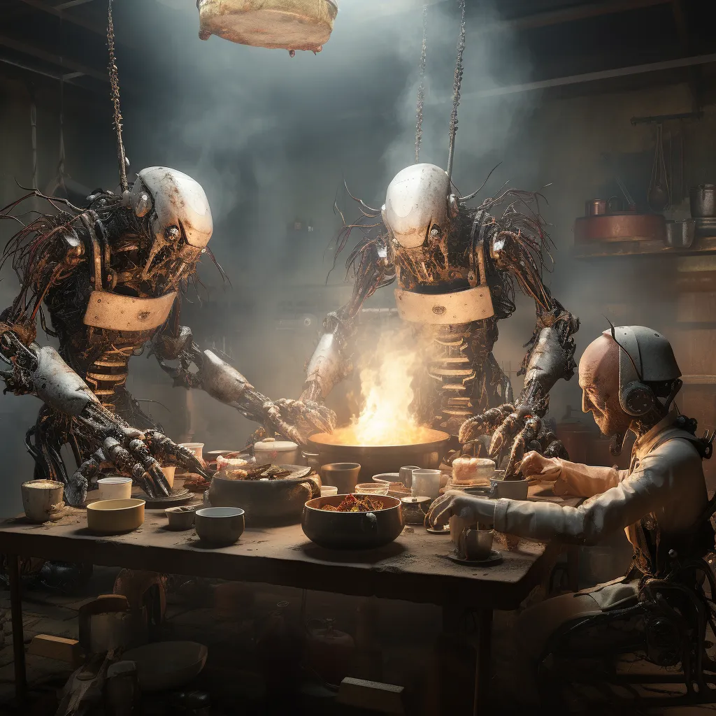 Lukas and his team - AI-generated cyborg robot cook
