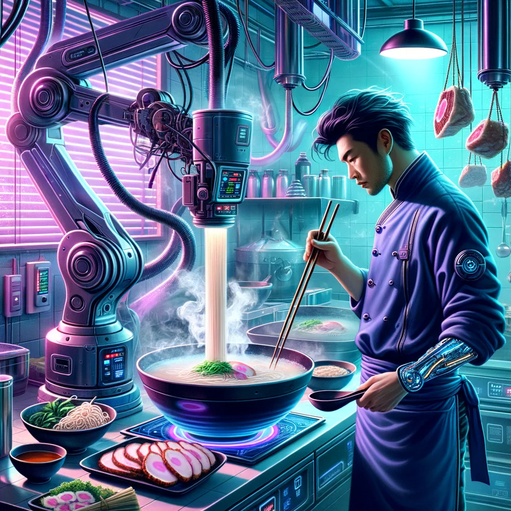 Ramen broth simmering with bones and aromatics